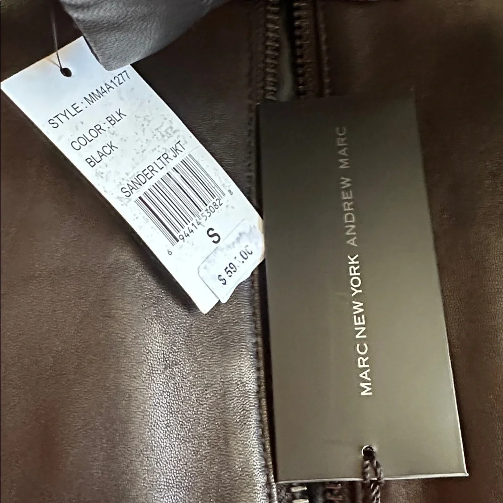 Andrew Marc New York Black Leather Sander Bomber Jacket Small New w Tags - Picture 6 of 7